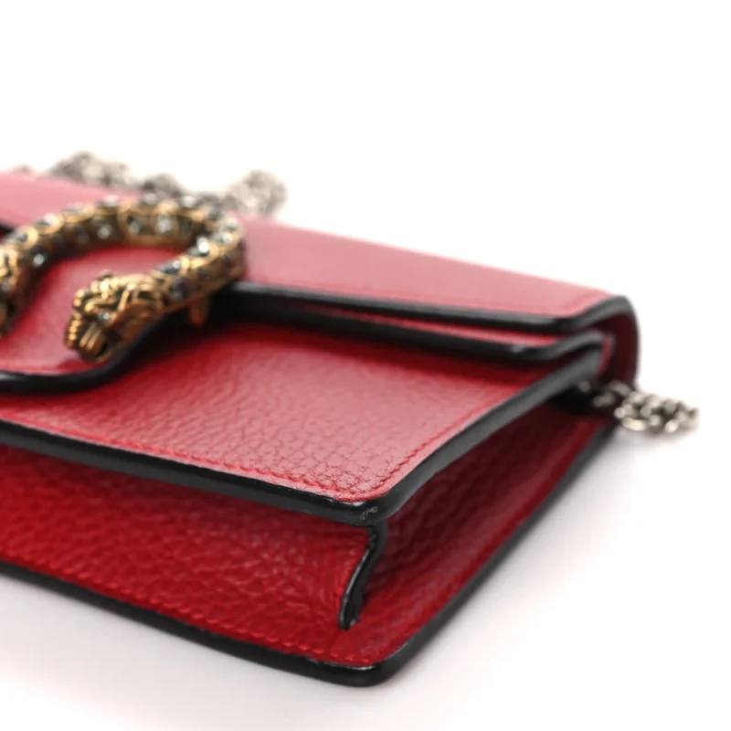 GUCCI MINI SUPER DIONYSUS SHOULDER BAG HIBISCUS RED CALFSKIN LEATHER AGED SILVER HARDWARE - Image 4