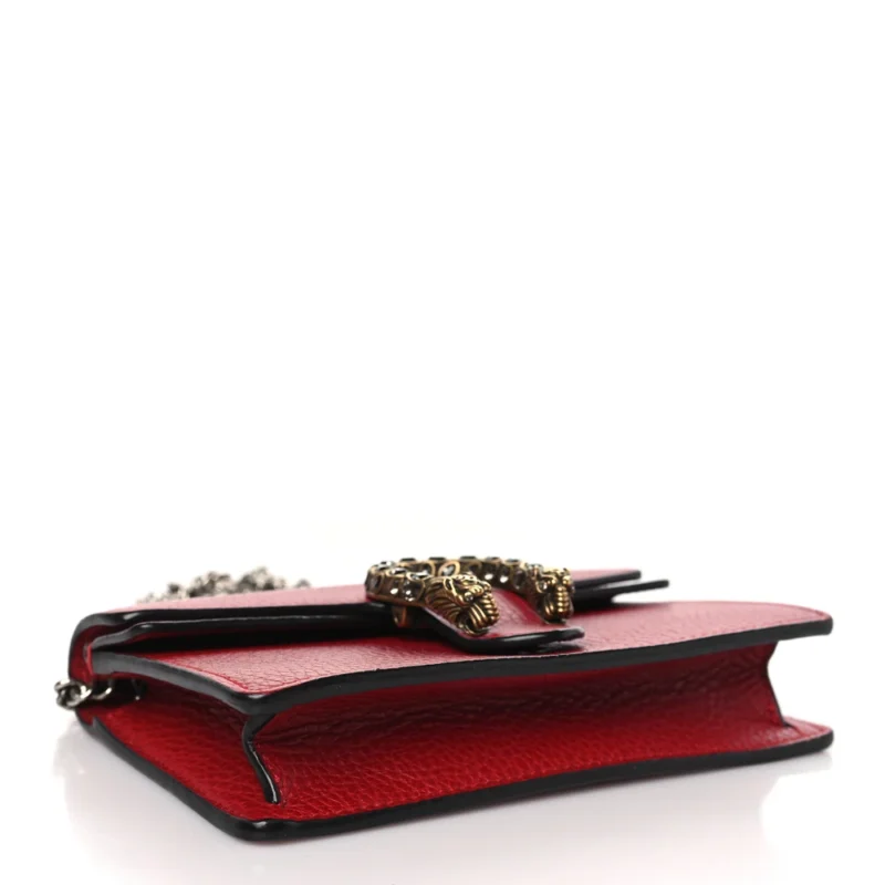 GUCCI MINI SUPER DIONYSUS SHOULDER BAG HIBISCUS RED CALFSKIN LEATHER AGED SILVER HARDWARE - Image 6