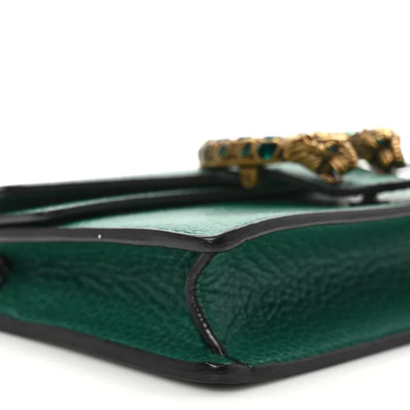 GUCCI MINI SUPER DIONYSUS SHOULDER BAG EMERALD DOLLAR CALFSKIN LEATHER & CRYSTAL MIXED METAL HARDWARE - Image 5