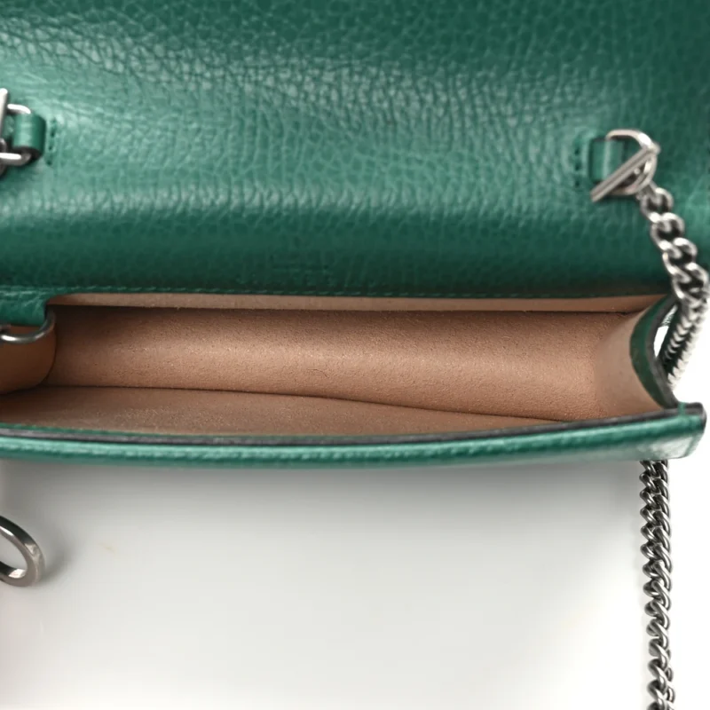 GUCCI MINI SUPER DIONYSUS SHOULDER BAG EMERALD DOLLAR CALFSKIN LEATHER & CRYSTAL MIXED METAL HARDWARE - Image 7