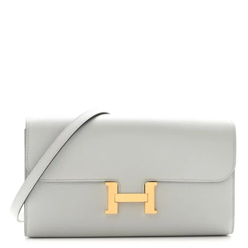 HERMERS CONSTANCE WALLET TO GO BLEU GLACIER EVERCOLOR LEATHER GOLD HARDWARE