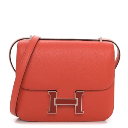HERMERS ENAMEL CONSTANCE 18 CAPUCINE/SANGUINE EPSOM LEATHER PALLADIUM HARDWARE