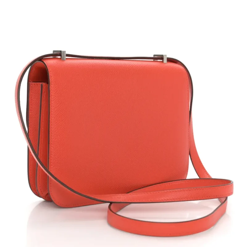 HERMERS ENAMEL CONSTANCE 18 CAPUCINE/SANGUINE EPSOM LEATHER PALLADIUM HARDWARE - Image 3