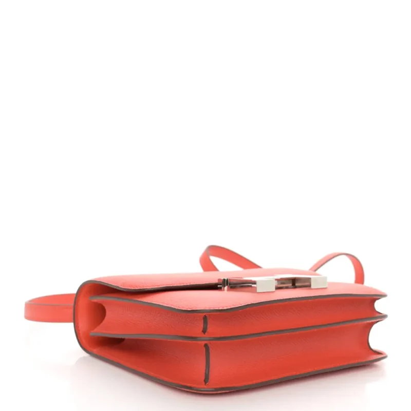 HERMERS ENAMEL CONSTANCE 18 CAPUCINE/SANGUINE EPSOM LEATHER PALLADIUM HARDWARE - Image 6