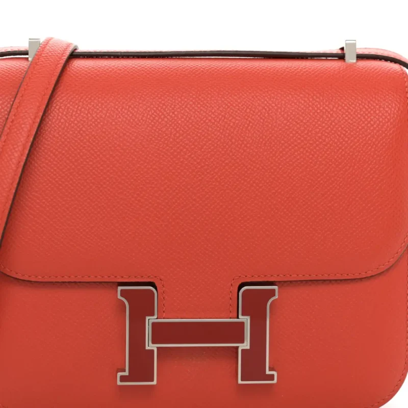 HERMERS ENAMEL CONSTANCE 18 CAPUCINE/SANGUINE EPSOM LEATHER PALLADIUM HARDWARE - Image 9
