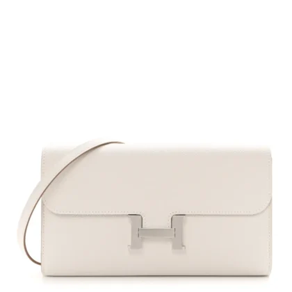 HERMERS CONSTANCE LONG TO GO WALLET GRIS PELE EPSOM LEATHER SILVER HARDWARE