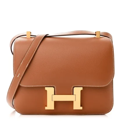 HERMERS CONSTANCE 24 BROWN EVERCOLOR LEATHER GOLD HARDWARE