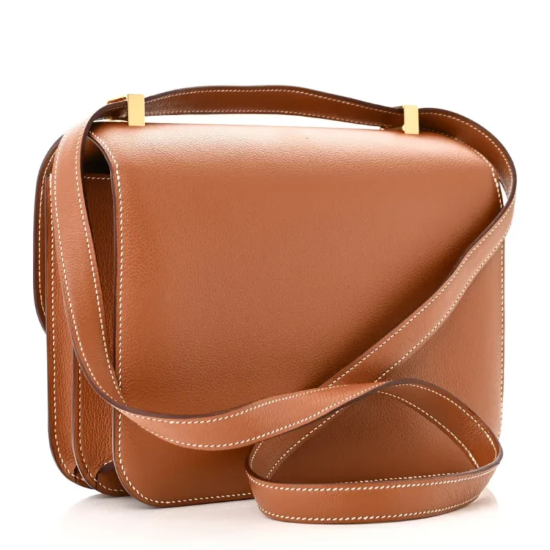 HERMERS CONSTANCE 24 BROWN EVERCOLOR LEATHER GOLD HARDWARE - Image 3