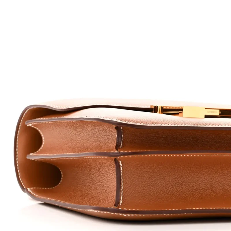 HERMERS CONSTANCE 24 BROWN EVERCOLOR LEATHER GOLD HARDWARE - Image 4