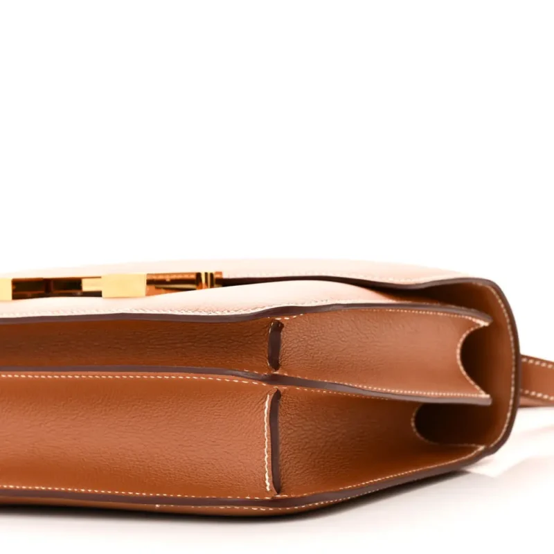 HERMERS CONSTANCE 24 BROWN EVERCOLOR LEATHER GOLD HARDWARE - Image 5