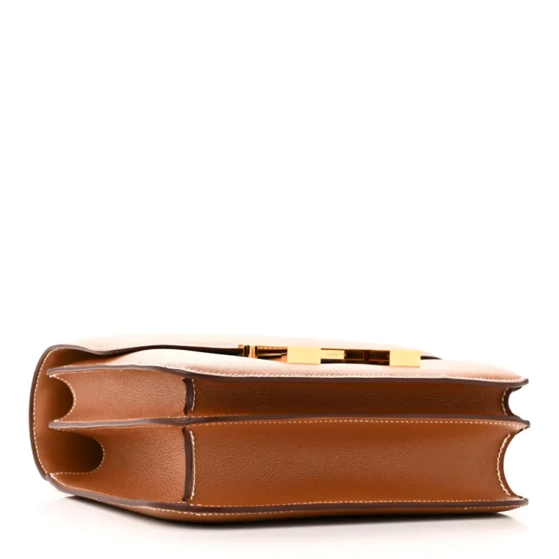 HERMERS CONSTANCE 24 BROWN EVERCOLOR LEATHER GOLD HARDWARE - Image 6
