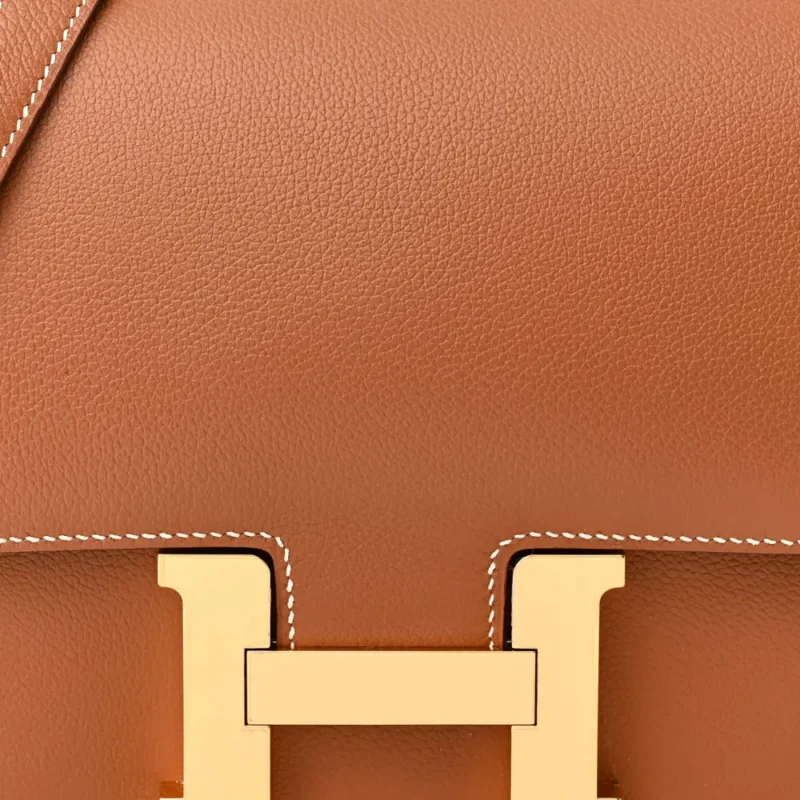 HERMERS CONSTANCE 24 BROWN EVERCOLOR LEATHER GOLD HARDWARE - Image 9