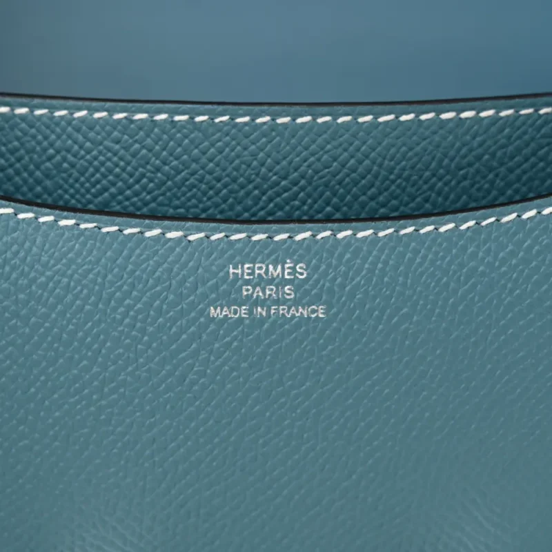 HERMERS CONSTANCE 18 NEW BLUE JEAN EPSOM LEATHER SILVER HARDWARE - Image 2