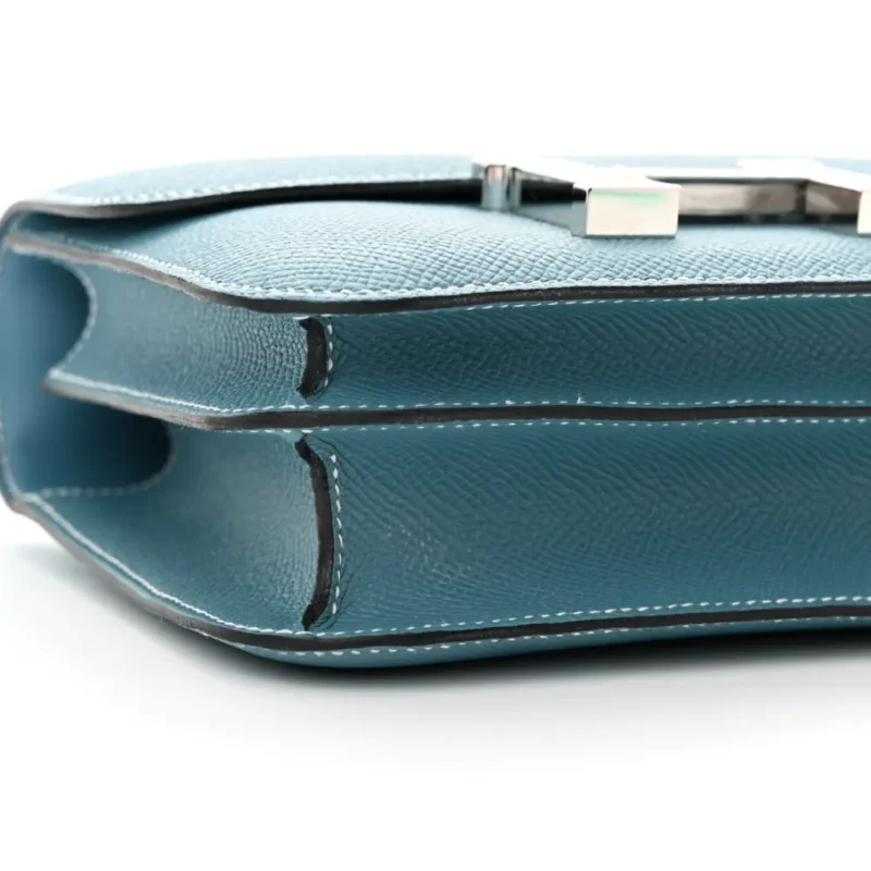 HERMERS CONSTANCE 18 NEW BLUE JEAN EPSOM LEATHER SILVER HARDWARE - Image 4