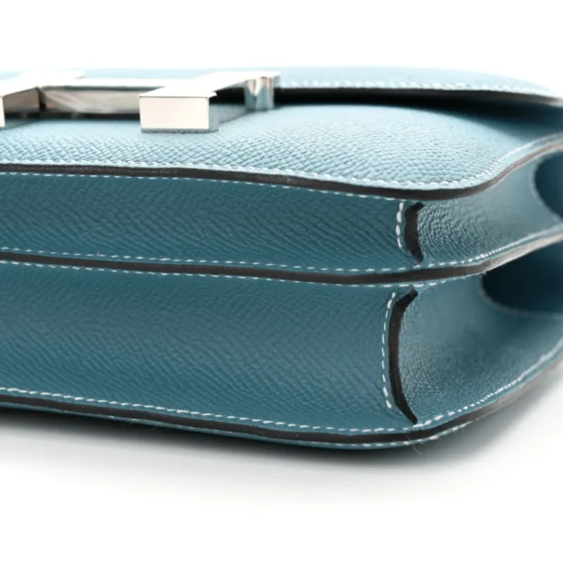 HERMERS CONSTANCE 18 NEW BLUE JEAN EPSOM LEATHER SILVER HARDWARE - Image 5
