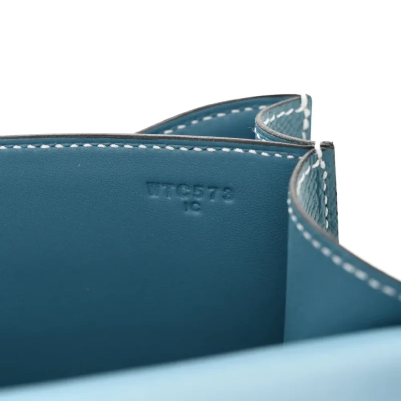 HERMERS CONSTANCE 18 NEW BLUE JEAN EPSOM LEATHER SILVER HARDWARE - Image 8