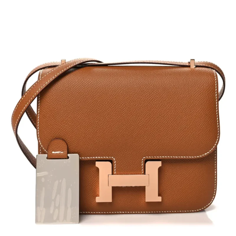HERMERS CONSTANCE 18 BROWN EPSOM LEATHER ROSE GOLD HARDWARE - Image 2
