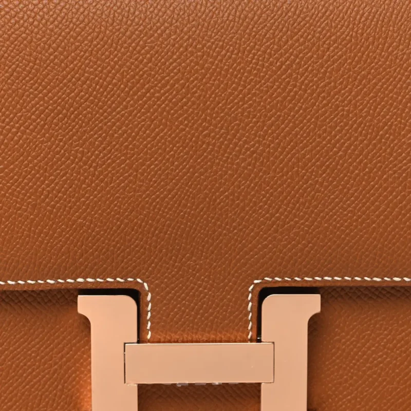 HERMERS CONSTANCE 18 BROWN EPSOM LEATHER ROSE GOLD HARDWARE - Image 11