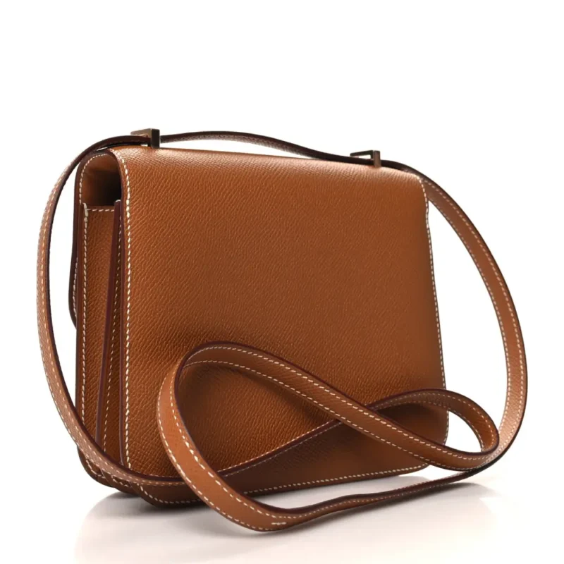 HERMERS CONSTANCE 18 BROWN EPSOM LEATHER ROSE GOLD HARDWARE - Image 4