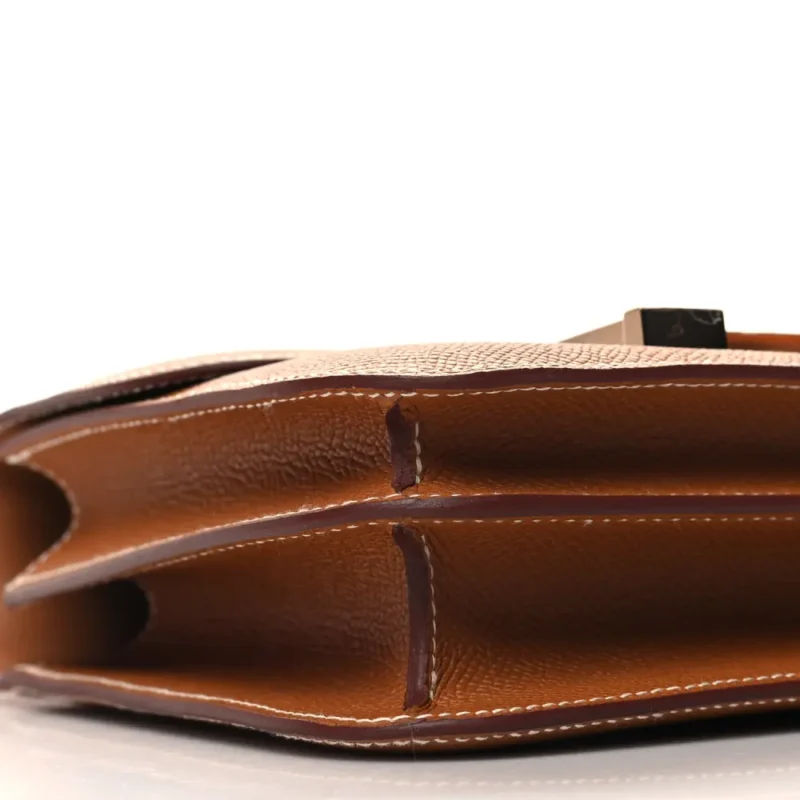 HERMERS CONSTANCE 18 BROWN EPSOM LEATHER ROSE GOLD HARDWARE - Image 5