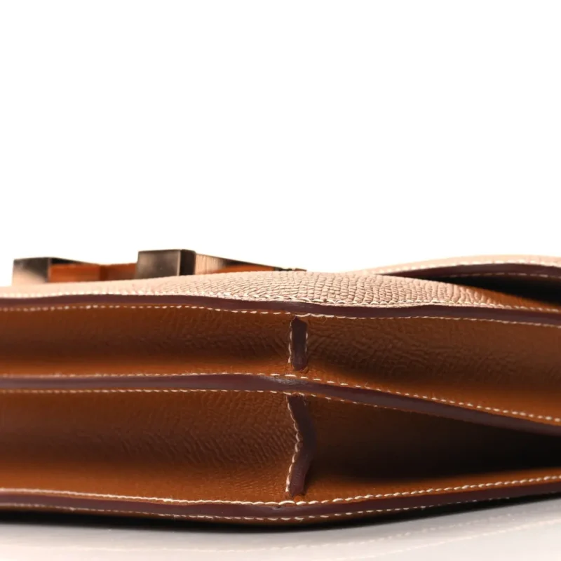 HERMERS CONSTANCE 18 BROWN EPSOM LEATHER ROSE GOLD HARDWARE - Image 6