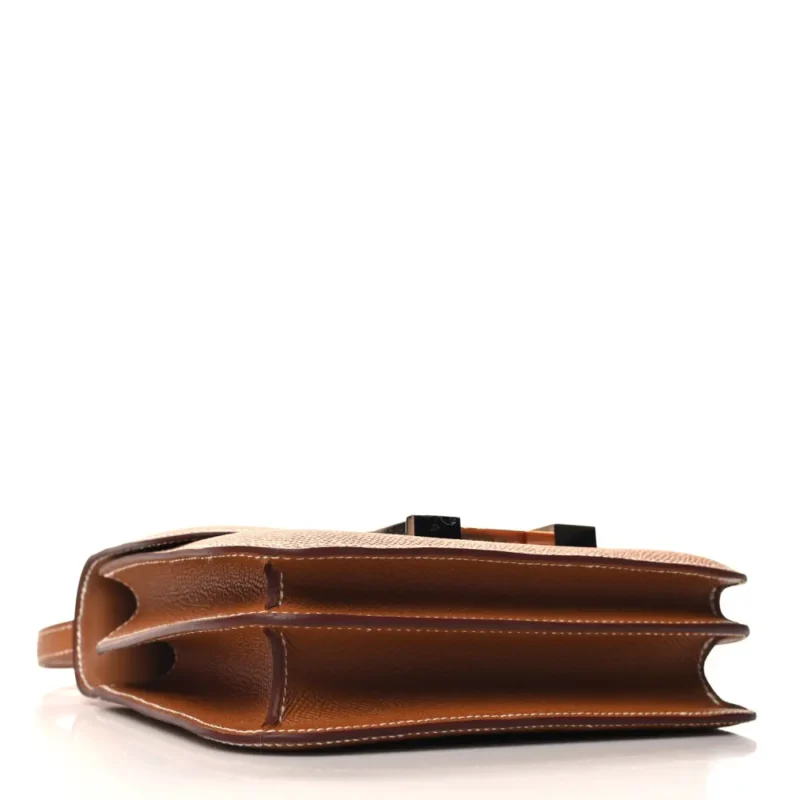 HERMERS CONSTANCE 18 BROWN EPSOM LEATHER ROSE GOLD HARDWARE - Image 7
