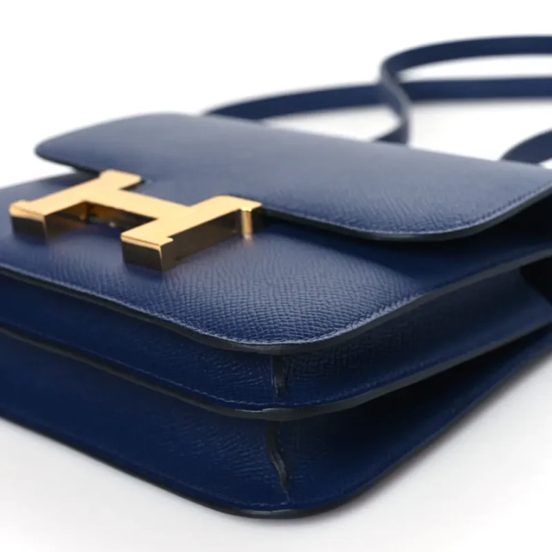 HERMERS CONSTANCE 18 BLEU SAPHIR EPSOM LEATHER GOLD HARDWARE - Image 5