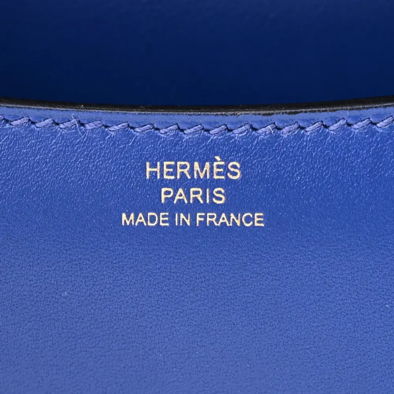 HERMERS CONSTANCE 18 BLEU BLEU ELECTRIQUE TADELAKT LEATHER GOLD HARDWARE - Image 2