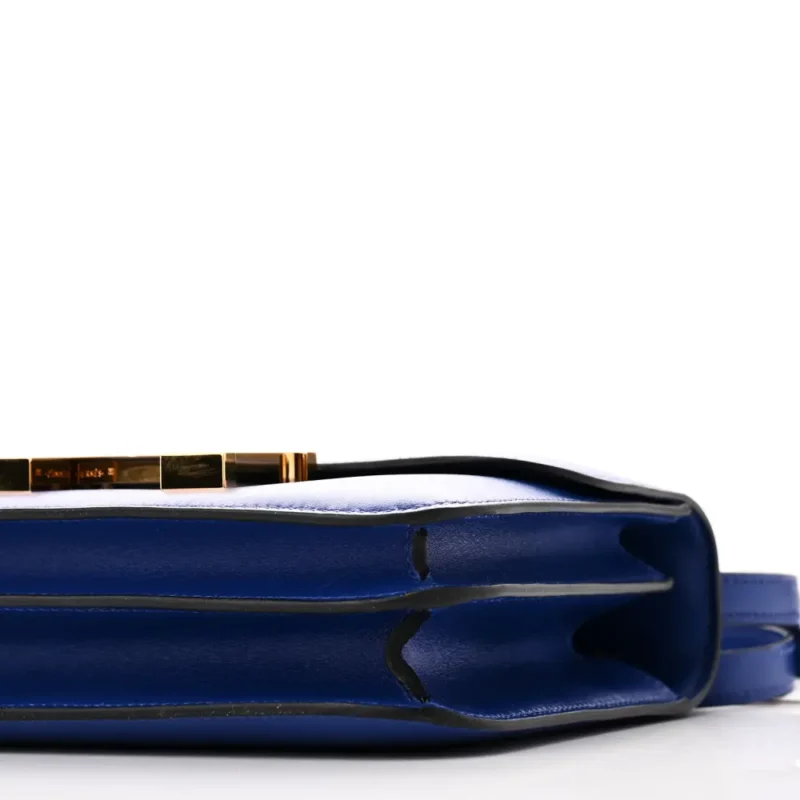 HERMERS CONSTANCE 18 BLEU BLEU ELECTRIQUE TADELAKT LEATHER GOLD HARDWARE - Image 5