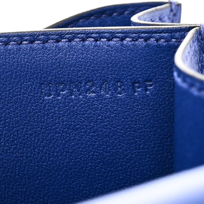 HERMERS CONSTANCE 18 BLEU BLEU ELECTRIQUE TADELAKT LEATHER GOLD HARDWARE - Image 9
