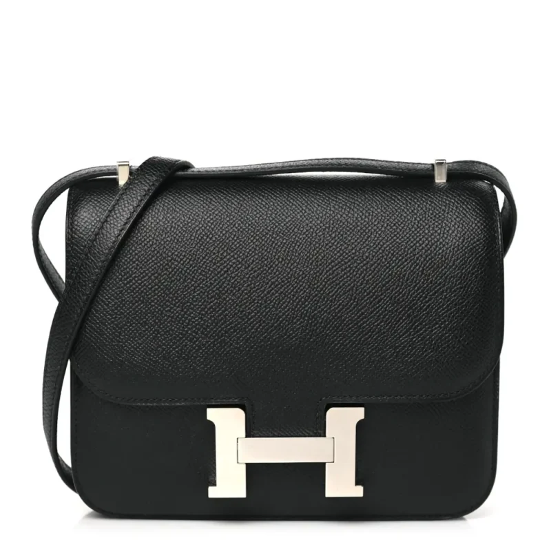 HERMERS CONSTANCE 18 BLACK EPSOM LEATHER GOLD HARDWARE