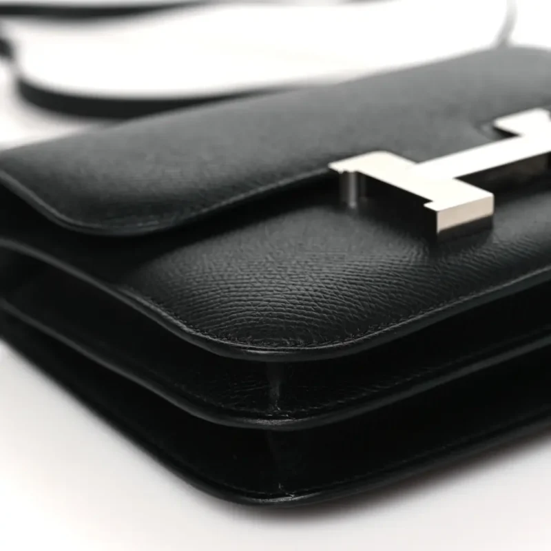 HERMERS CONSTANCE 18 BLACK EPSOM LEATHER GOLD HARDWARE - Image 4