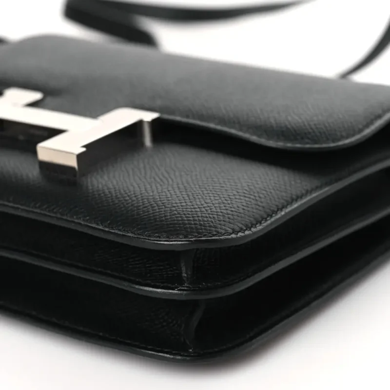 HERMERS CONSTANCE 18 BLACK EPSOM LEATHER GOLD HARDWARE - Image 5