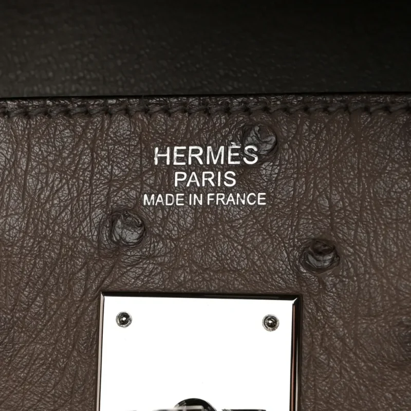HERMERS BIRKIN 30 GRIS TOURTERELLE OSTRICH LEATHER PALLADIUM HARDWARE - Image 2