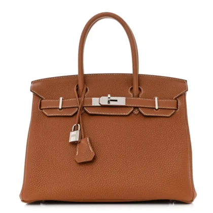 HERMERS BIRKIN BROWN EPSOM LEATHER PALLADIUM HARDWARE