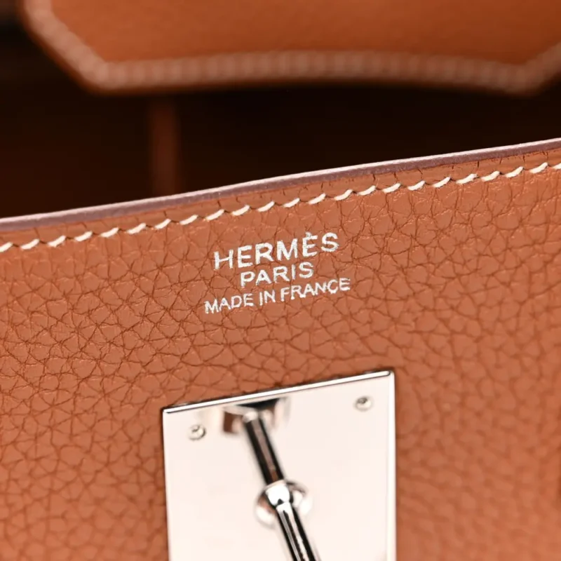HERMERS BIRKIN BROWN EPSOM LEATHER PALLADIUM HARDWARE - Image 2