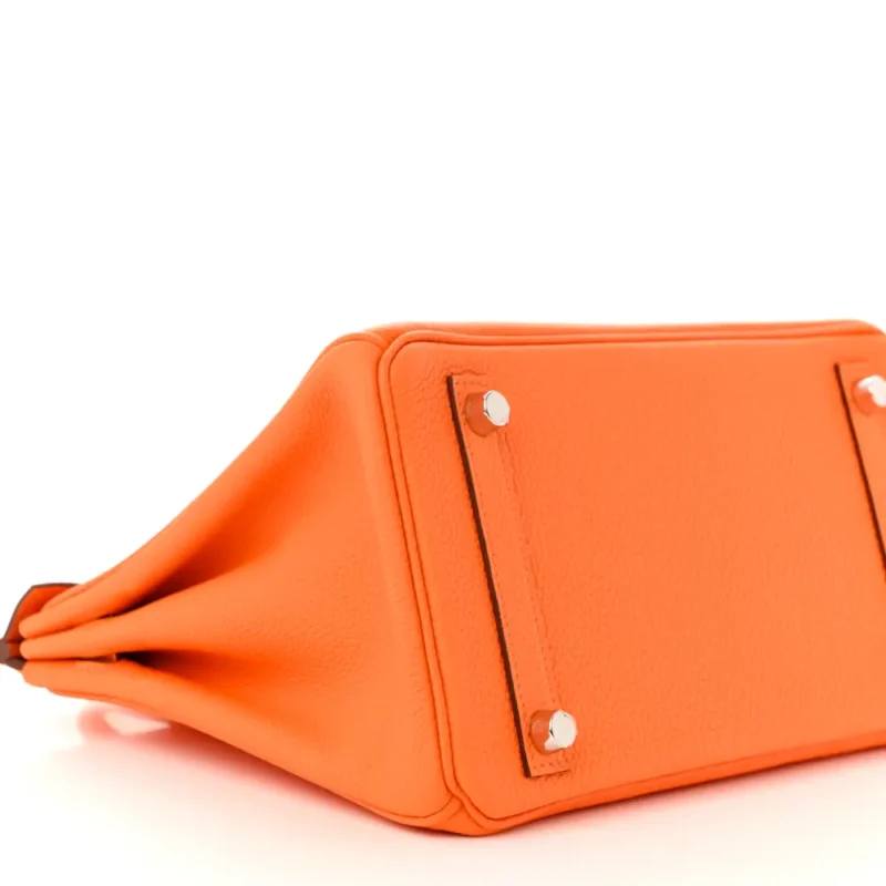 HERMES BIRKIN 25 ORANGE MINIUM TOGO LEATHER SILVER HARDWARE - Image 4