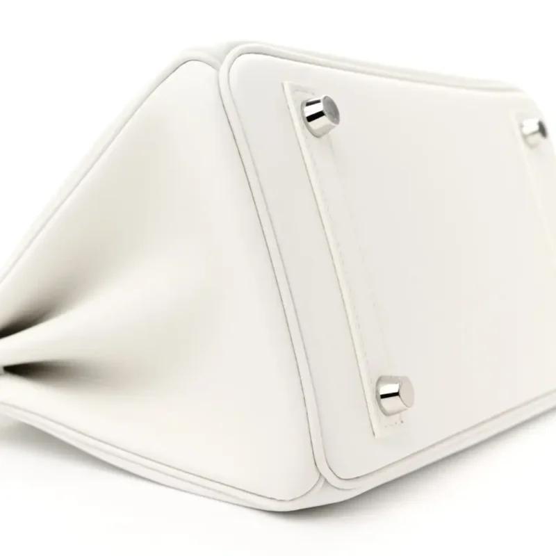 HERMES BIRKIN 25 NEW WHITE SWIFT LEATHER PALLADIUM HARDWARE - Image 4
