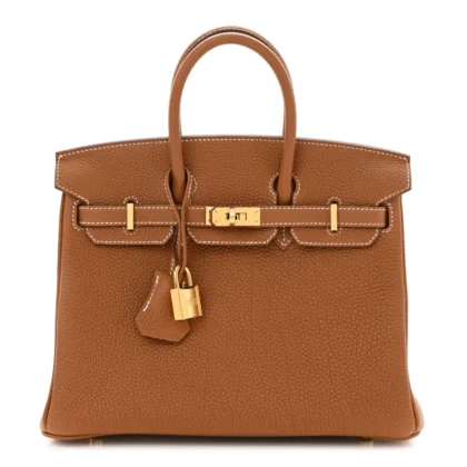 HERMES BIRKIN 25 BROWN TOGO LEATHER GOLD HARDWARE