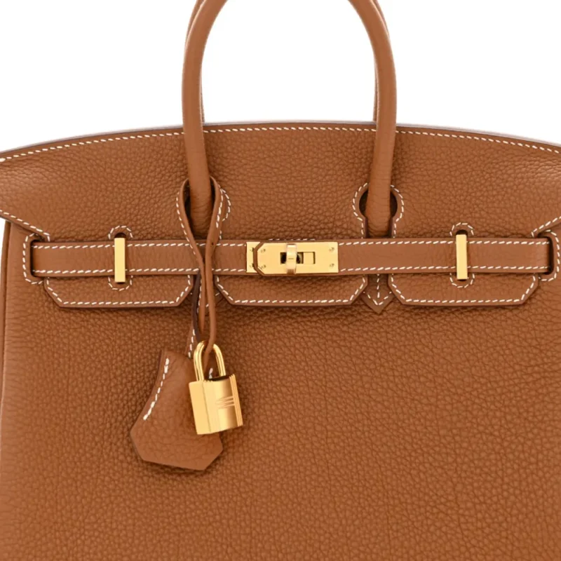HERMES BIRKIN 25 BROWN TOGO LEATHER GOLD HARDWARE - Image 9