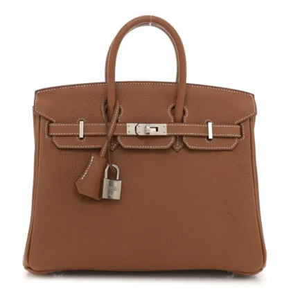 HERMES BIRKIN 25 BROWN TOGO LEATHER PALLADIUM HARDWARE