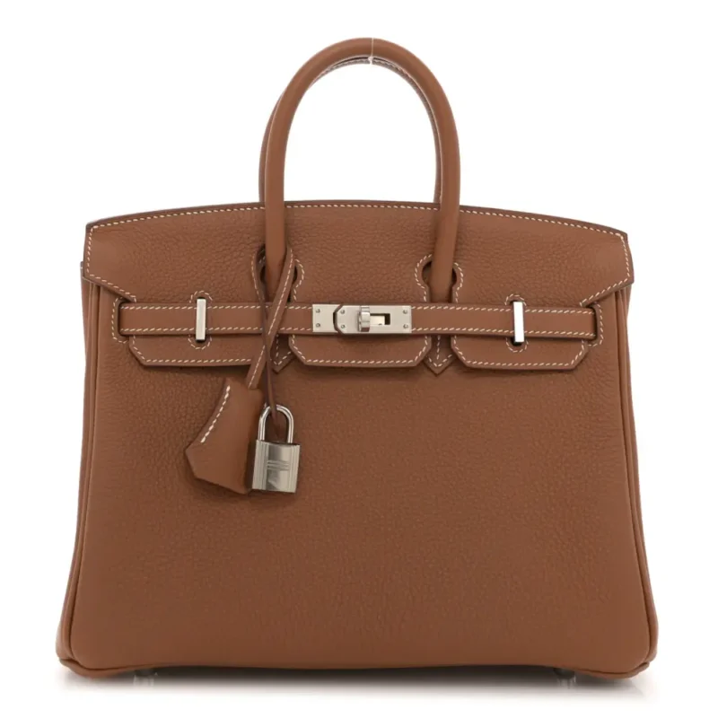 HERMES BIRKIN 25 BROWN TOGO LEATHER PALLADIUM HARDWARE
