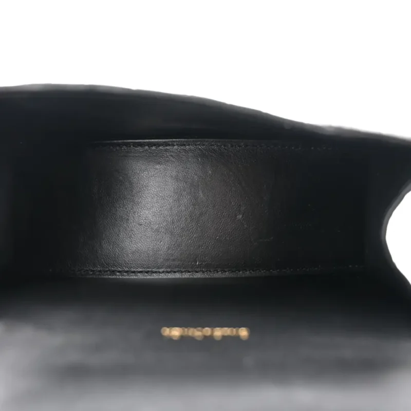 BALENCIAGA XS HOURGLASS TOP HANDLE BAG BLACK CROCODILE EMBOSSED SHINY CALFSKIN LEATHER GOLD HARDWARE - Image 7