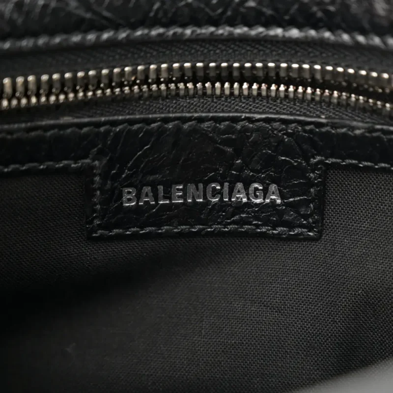 BALENCIAGA XS NEO CAGOLE HANDBAG BLACK AGNEAU ARENA LEATHER SILVER HARDWARE - Image 2