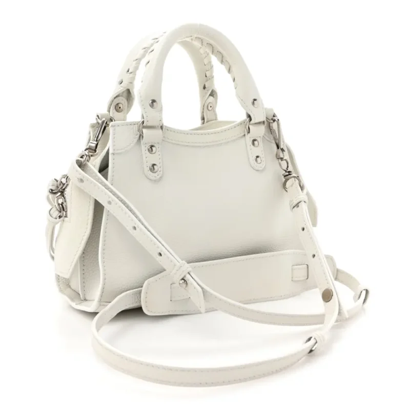 BALENCIAGA S NEO CLASSIC CITY BAG CHALKY WHITE GRAINED CALFSKIN LEATHER SILVER HARDWARE - Image 3