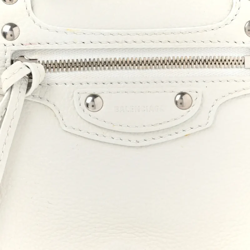 BALENCIAGA S NEO CLASSIC CITY BAG CHALKY WHITE GRAINED CALFSKIN LEATHER SILVER HARDWARE - Image 9