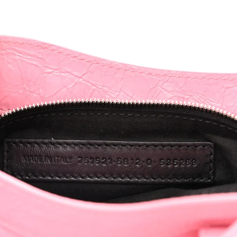 BALENCIAGA MINI NEO CAGOLE SHOULDER BAG CANDY PINK AGNEAU ARENA LEATHER SILVER HARDWARE - Image 8