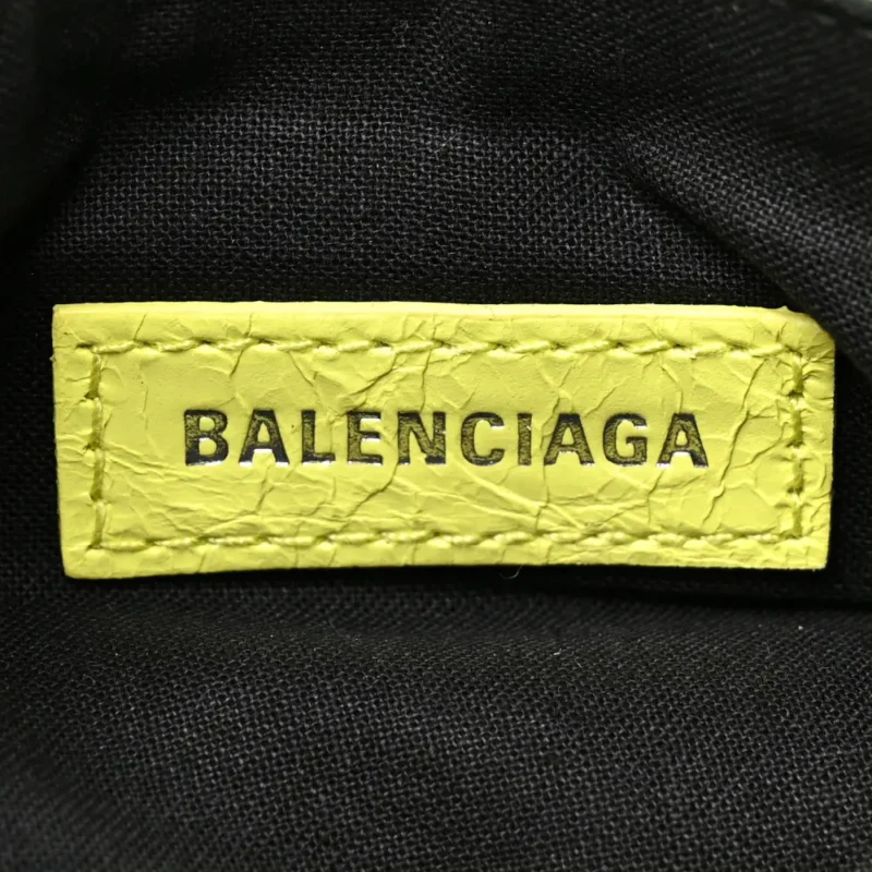 BALENCIAGA XS LE CAGOLE SHOULDER BAG LIME AGNEAU ARENA LEATHER SILVER HARDWARE - Image 2