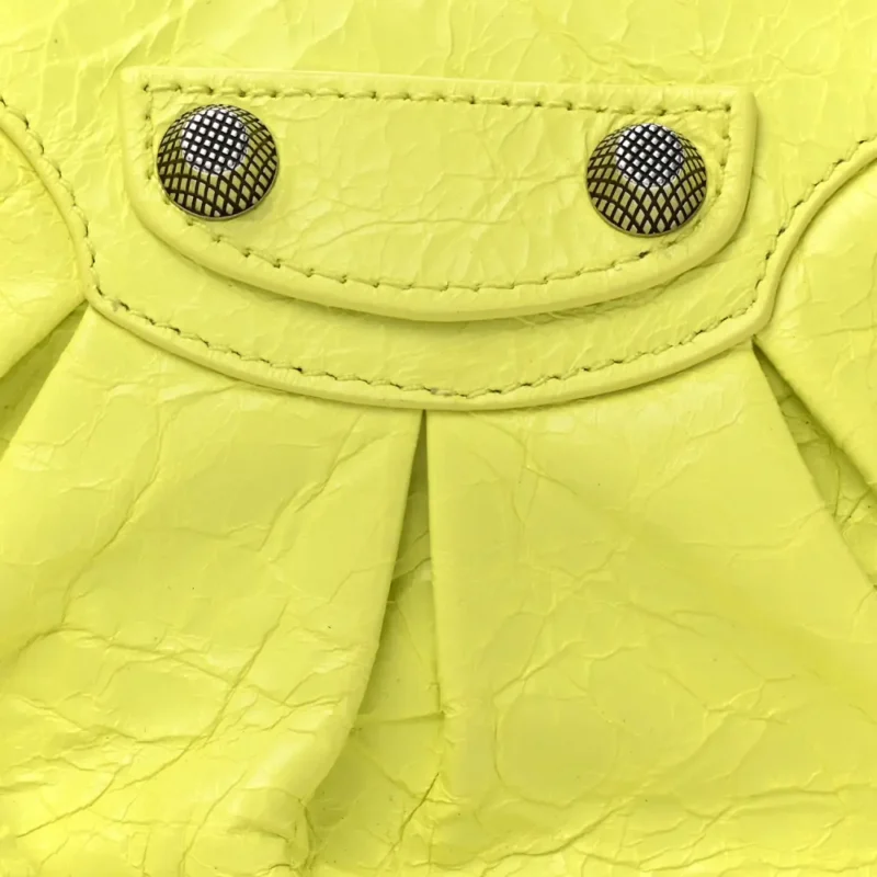 BALENCIAGA XS LE CAGOLE SHOULDER BAG LIME AGNEAU ARENA LEATHER SILVER HARDWARE - Image 8
