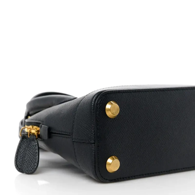 BALENCIAGA XXS VILLE TOP HANDLE BAG BLACK/WHITE SIGNATURE GRAINED CALFSKIN LEATHER GOLD HARDWARE - Image 4